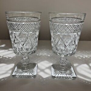 Vintage Set of 2 Imperial Glass Cape Cod Footed Water Goblets 10 Ounces